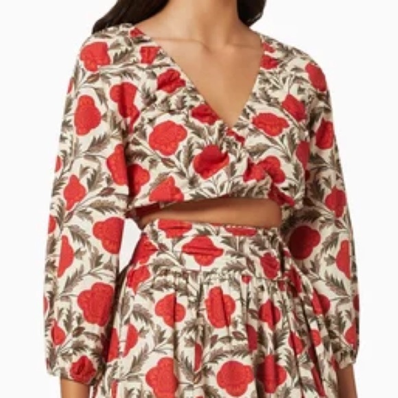 RHODE Este Top Garden of Dream Red Floral NWT Size Large - Picture 3 of 15